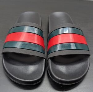 MENS GUCCI SLIDES PURSUIT 72 BLACK RED GREEN SEE PHOTOS FOR MEASUREMENTS